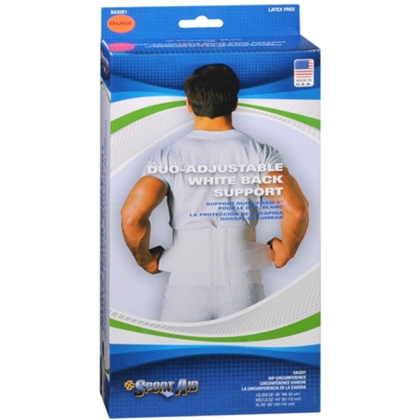 Sport Aid Back Belt DuroFoam 9 X-Lge Back & Lumbar Support Cushions Pasteur Pharmacy