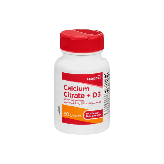 Leader Calcium Citrate + D3 Caplets 60 ct Vitamins & Supplements Pasteur Pharmacy