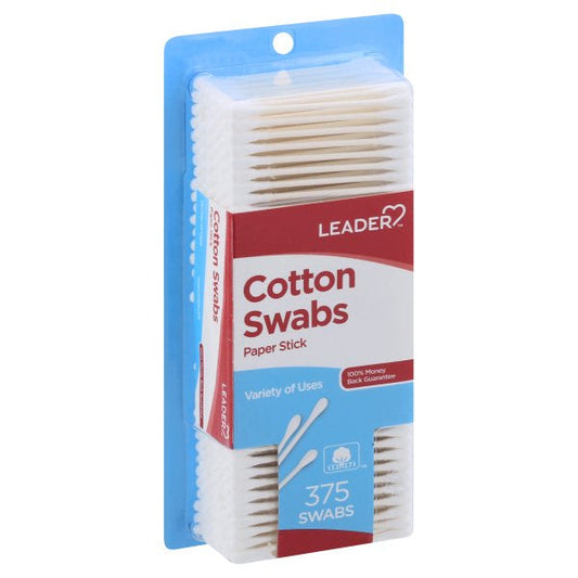Leader Cotton Swabs with Flexible Paper Sticks, 375 ct Cotton Swabs Pasteur Pharmacy