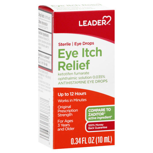 Leader Eye Itch Relief Solution, Drops, 0.34 Oz Medicine Cabinets Pasteur Pharmacy