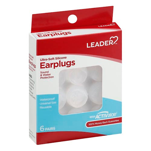 Leader Earplugs Ultra Soft Silicone 6 Pr Ear Care Pasteur Pharmacy