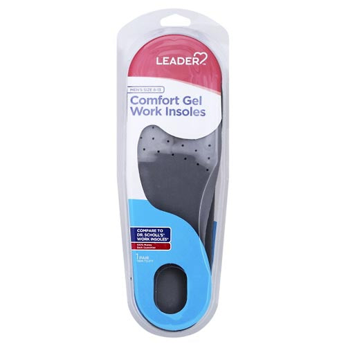 Leader Comfort Gel Work Insoles Men S Size 8-13 One Pair Insoles & Inserts Pasteur Pharmacy