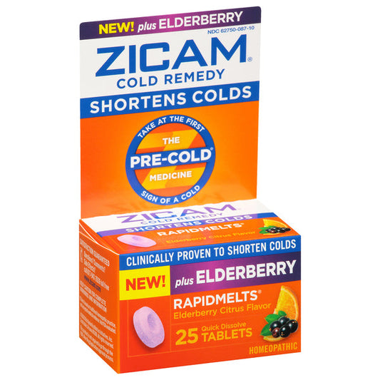Zicam Rapidmelts Elderberry Citrus Flavor Cold Remedy Quick Dissolve Tablets 25Ea Box Health & Beauty Pasteur Pharmacy