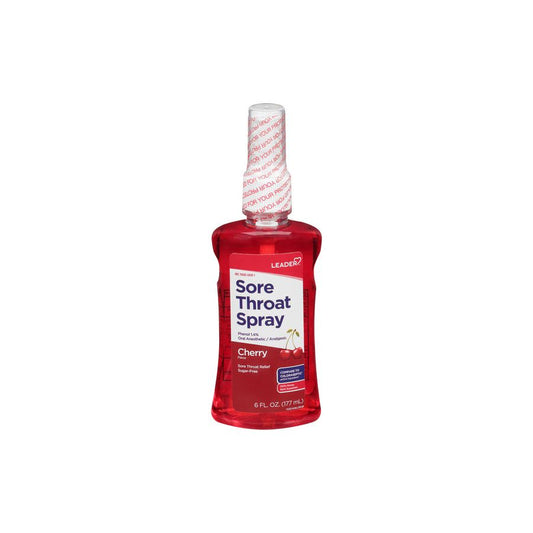 Leader Health Care Sore Throat Spray, Sugar-Free, Cherry Flavor, 6 Oz Medicine & Drugs Pasteur Pharmacy