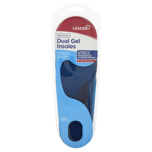 Leader Insoles, Dual Gel, Men's Size 8-13 Insoles & Inserts Pasteur Pharmacy