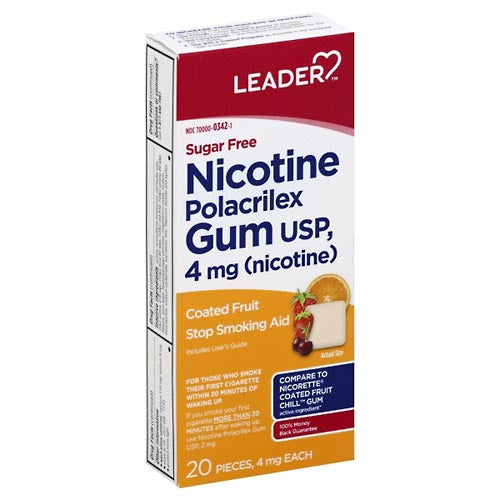 Leader Nicotine Gum Stop Smoking Aid Sugar Iced Mint Flavor 4 Mg Ea Nicotine Gum Pasteur Pharmacy