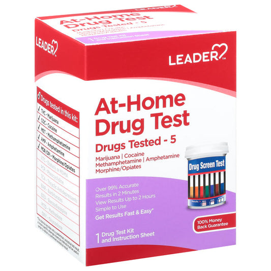 Leader At-Home 5-Panel Drug Test Kit - Multi-Drug Screening, 1 Count Drug Tests Pasteur Pharmacy
