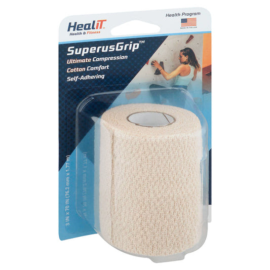 Healit SuperusGrip Ultimate Self-Adhering Compression Wrap, 100% Cotton, Beige, 3" x 70" Medical Tape & Bandages Pasteur Pharmacy