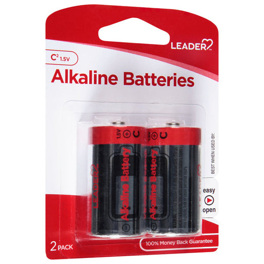 Leader Alkaline C Batteries - 2 Pack - Reliable All-Purpose Power - Compare to National Brands Batteries Pasteur Pharmacy