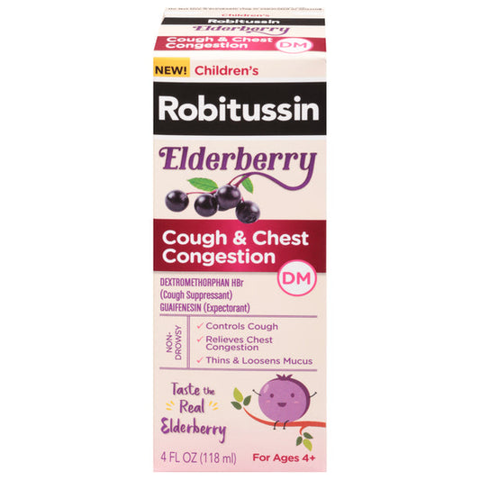 Children's Robitussin® Elderberry Cough &amp; Chest Congestion DM – 4 Fl Oz Personal Care Pasteur Pharmacy