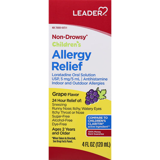 Leader Allergy Relief, Non-Drowsy, Grape Flavor, Children's, 4oz Grapes Pasteur Pharmacy