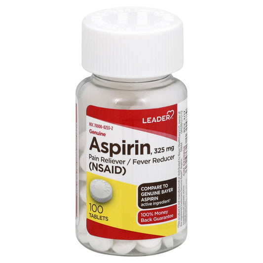 Leader Aspirin, Genuine, 325 Mg Tablets Medicine & Drugs Pasteur Pharmacy