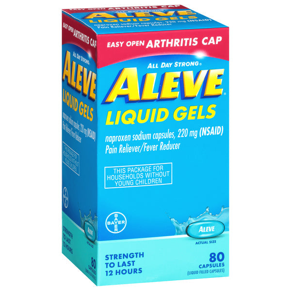 Aleve Pain Reliever & Fever Reducer, 220mg Liquid Gels, 80 Count with Easy Open Arthritis Cap Medicine & Drugs Pasteur Pharmacy
