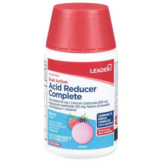 Leader Health Care Acid Reducer Complete, Dual Action, Berry Flavor, Chewable Tablets Medicine & Drugs Pasteur Pharmacy