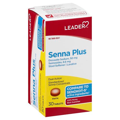 Leader(Tm)Senna Plus Stool Softener Plus Laxative Tablets 30Ct Medicine & Drugs Pasteur Pharmacy