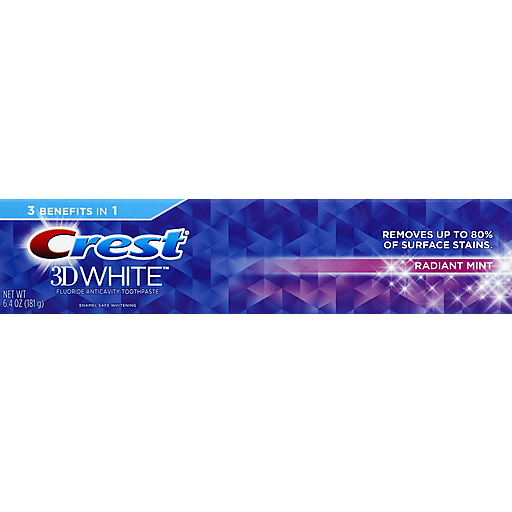 Crest 3D White Whitening Toothpaste - Radiant Mint 6.4 Oz Toothpaste Pasteur Pharmacy