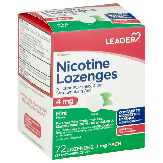 Leader Stop Smoking Aid, 4 Mg, Lozenges, Mint Flavor Medicine Cabinets Pasteur Pharmacy