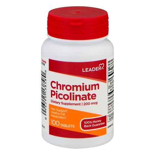 Leader Chromium Picolinate, 200 Mcg, Tablets 100Ct Vitamins & Supplements Pasteur Pharmacy