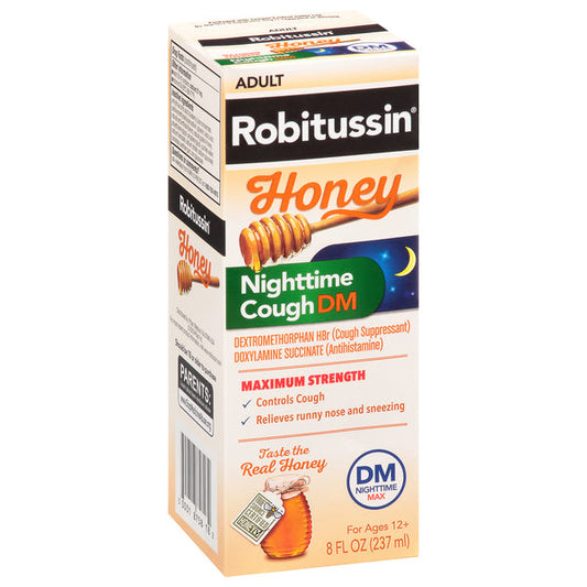 Robitussin Adult Maximum Strength Honey Nighttime Cough DM 8 Fl Oz Honey Pasteur Pharmacy