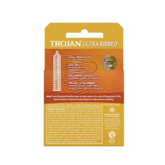 Trojan Stimulations Ultra Ribbed Lubricated Latex Condoms 3ct Condoms Pasteur Pharmacy