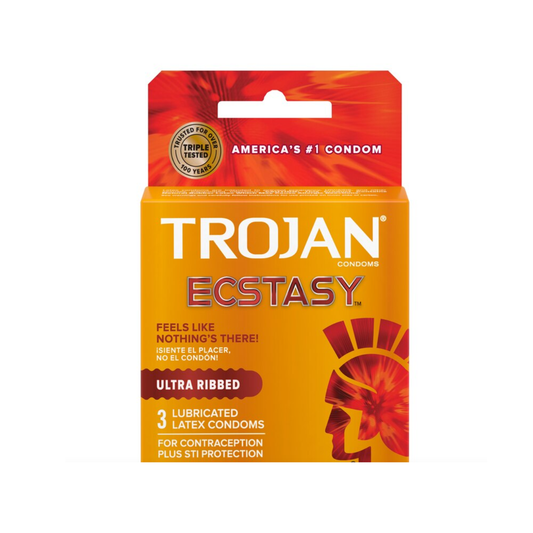 Trojan Ecstasy Ultra Ribbed Lubricated Latex Condoms 3 Ct Box Condoms Pasteur Pharmacy