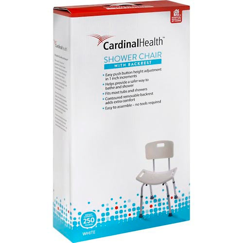 Cardinal Health™ Shower Chair with Back – Adjustable Safety Seat (White) shower Pasteur Pharmacy