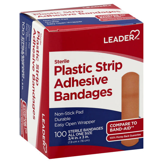 Leader Bandages, Adhesive, Plastic Strip, Sterile First Aid Pasteur Pharmacy