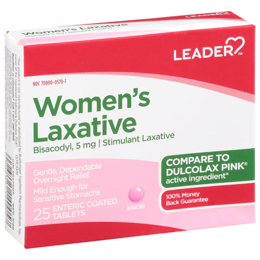 Leader(Tm) Women's Laxative Bisacodyl 5 Mg Enteric Coated Tablets 25Ct Medicine Cabinets Pasteur Pharmacy