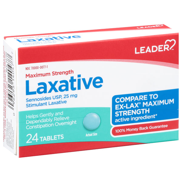 Leader Health Care Laxative, Maximum Strength, 25 Mg, Tablets Medicine Cabinets Pasteur Pharmacy