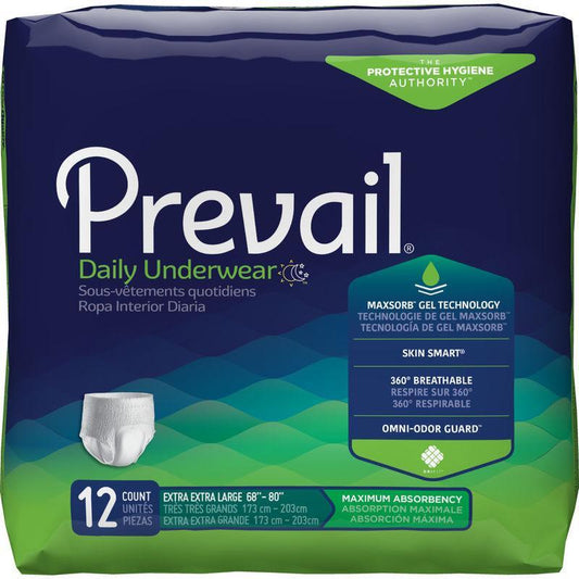 Prevail Maximum Absorbency Unisex Underwear, XX-Large, 48 Count (4 Packs of 12) Incontinence Aids Pasteur Pharmacy