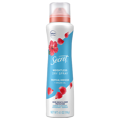 Secret Antiperspirant/Deodorant, Tropical Hibiscus + Argan Oil, Weightless Dry Spray 4.1 Oz Bath & Body Pasteur Pharmacy