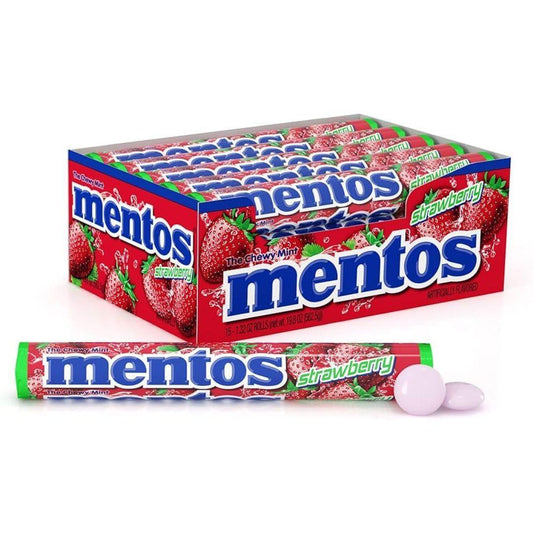 Mentos Strawberry Chewy Candy Rolls, 15 Count (Pack of 15) Candy & Chocolate Pasteur Pharmacy