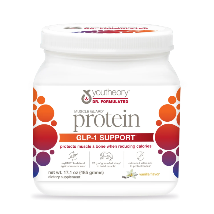 Youtheory GLP-1 Support Muscle Guard Protein Vanilla, 17.1 Oz Plumbing Fittings & Supports Pasteur Pharmacy