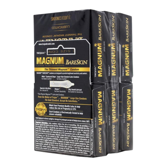 Trojan Magnum Bareskin Lubricated Latex Condoms 3-Pack Large Condoms Pasteur Pharmacy