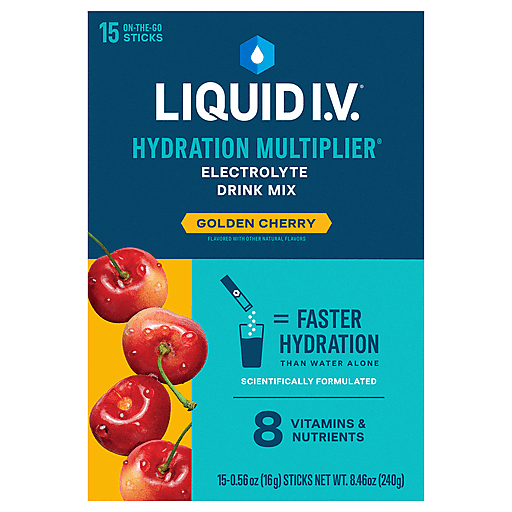Liquid I.V.® Hydration Multiplier® – Golden Cherry Electrolyte Drink Mix Powdered Beverage Mixes Pasteur Pharmacy