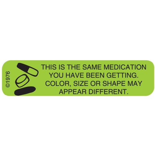 Pharmex 1-61G "Color Size Shape" Permanent Paper Label, 1 9/16" X 3/8", Green, Pack O Labels & Tags Pasteur Pharmacy