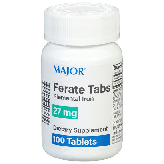 Major Ferate Tabs, Elemental Iron, 27 Mg, Tablets Vitamins & Supplements Pasteur Pharmacy