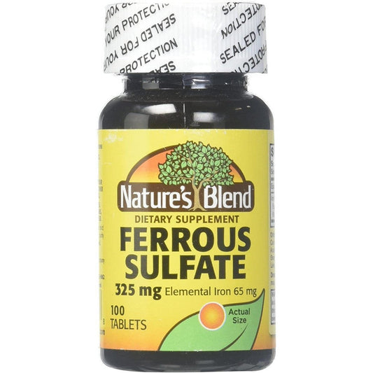 Nature's Blend Ferrous Sulfate Elemental Iron, 65 Mg, 100 Tabs Vitamins & Supplements Pasteur Pharmacy