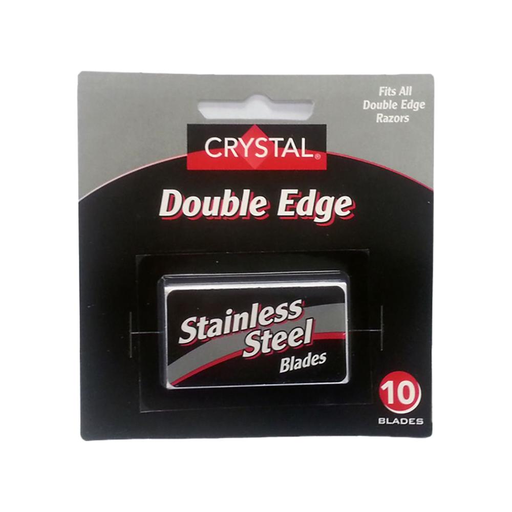 Lames de rasoir à double tranchant en acier inoxydable Crystal, paquet de 10