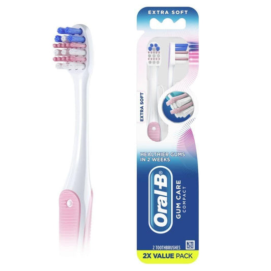 Oral B Toothbrush, Gum Care Compact, Extra Soft, 2x Value Pack Toothbrushes Pasteur Pharmacy