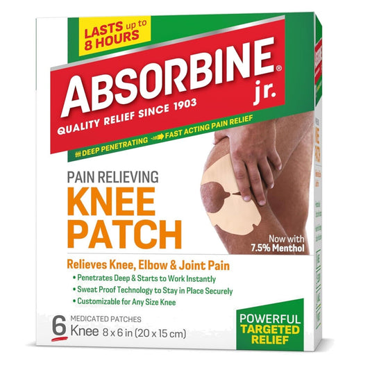 Absorbine Jr. Fast-Acting Sweat-Proof Knee Pain Relief Patches - 12 Hour Comfort Health Care Pasteur Pharmacy