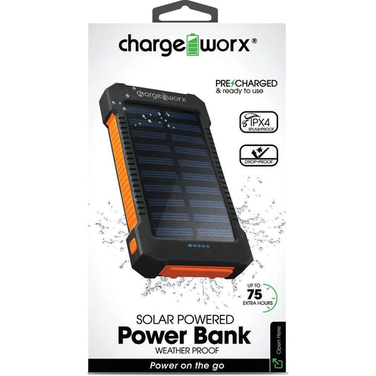 Chargeworx Power Bank 10K Solar, Black Power Adapters & Chargers Pasteur Pharmacy