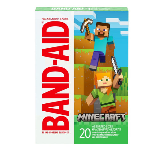 Band Aid Brand Band-Aid Adhesive Assorted Decorative Minecraft Bandages - 20ct First Aid Pasteur Pharmacy