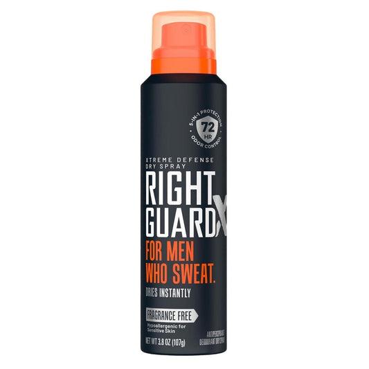 Right Guard Xtreme Defense Dry Spray Fragrance-Free 3.8oz Men Deodorant Pasteur Pharmacy