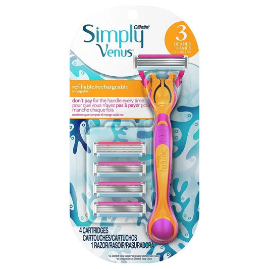 Gillette Simply Venus Razor Set, 3 Blades, Refillable Shaving & Grooming Pasteur Pharmacy