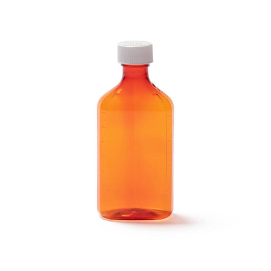 8 oz Amber Prescription Oval Bottles with Child-Resistant Caps, 60 Count Medical Supplies Pasteur Pharmacy