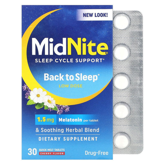 MidNite Sleep Aid Low Dose 1.5 Mg Tablets, Cherry Flavor Health & Beauty Pasteur Pharmacy