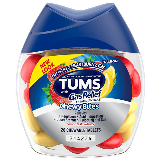 Tums Antacid Extra Strength Chewy Bites Lemon & Strawberry 28 CT Health & Beauty Pasteur Pharmacy