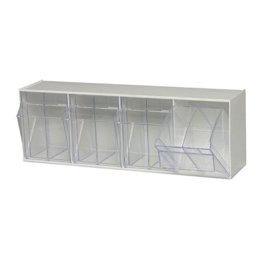 Quantum Storage Systems Tip Out Bin QTB304 – 4 Compartments White Cabinets & Storage Pasteur Pharmacy