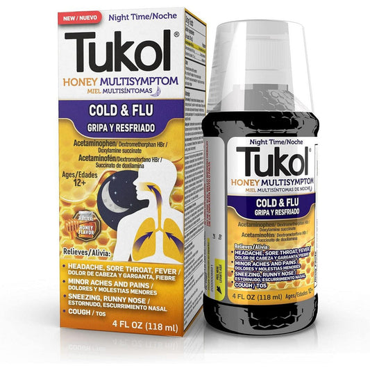 Tukol Night Time Multi Symptom Honey Flavored Cold & Flu 4 Oz Box Honey Pasteur Pharmacy